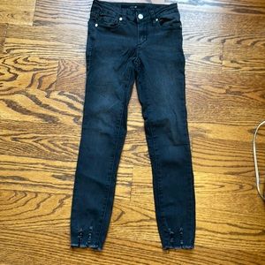 girls black skinny ankle distressed jeans